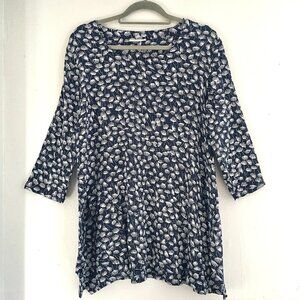 Komil Light Floaty Blue and White Tunic Top 100% Cotton Lagenlook Women's Size M